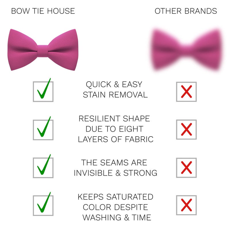 Bow Tie House Men's Classic Pre-Tied Bow Tie Formal Solid Tuxedo (Large, Hot Pink) - Image 3